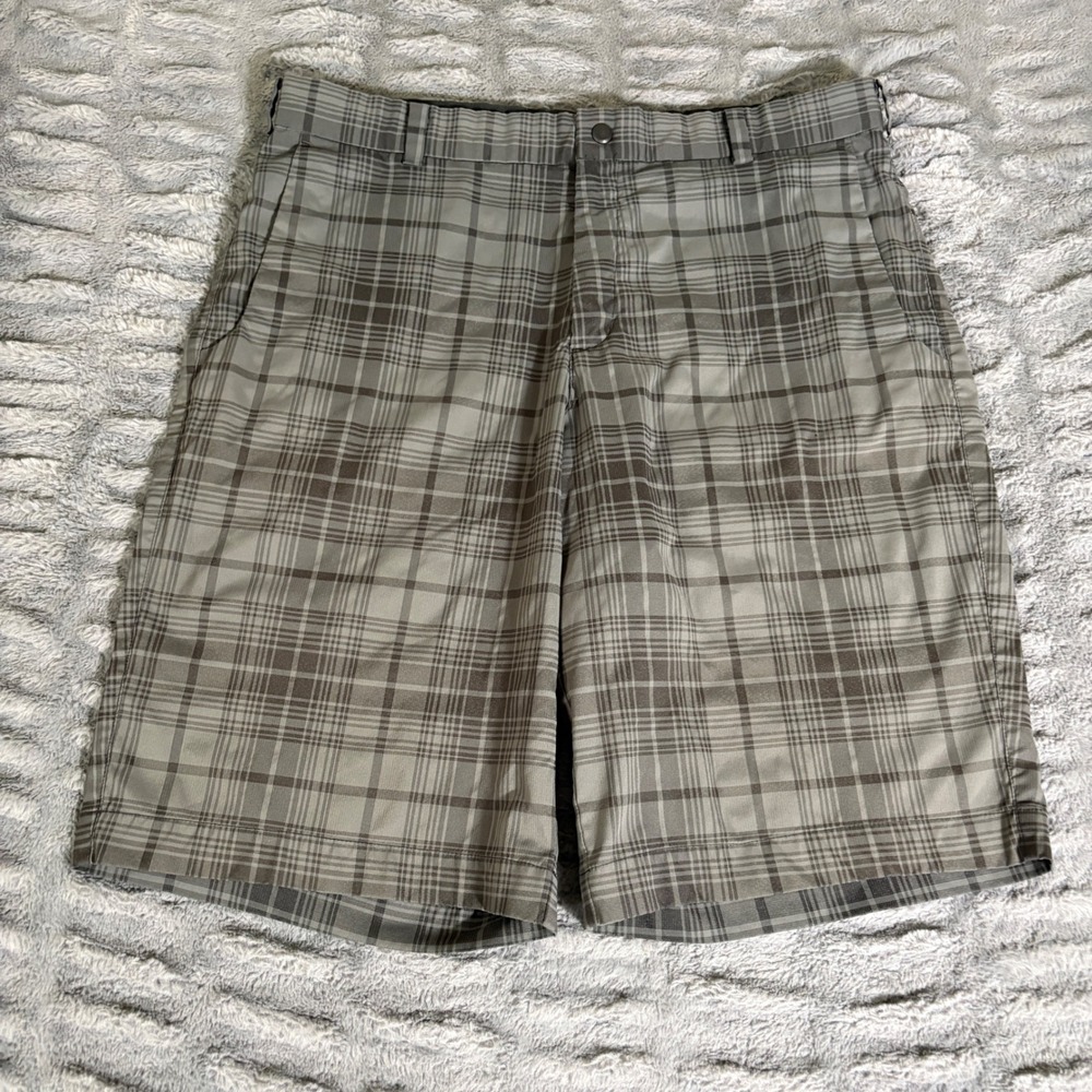 Nike Golf Tour Performance Dri-FIT Plaid Shorts Mens 34 Gray Check Athletic